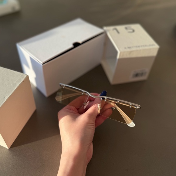 A BETTER FEELING M015 Beige Rectangular Sunglasses - Picture 7 of 9